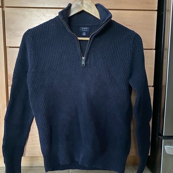Men’s Textured Navy Quarter Zip J. Crew - Picture 1 of 3